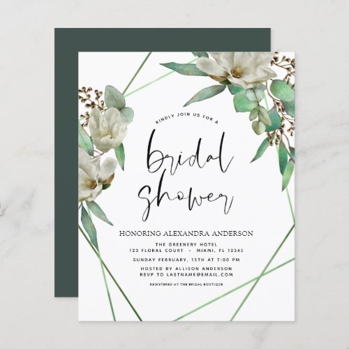 Budget Bridal Shower Greenery Magnolia Invitation