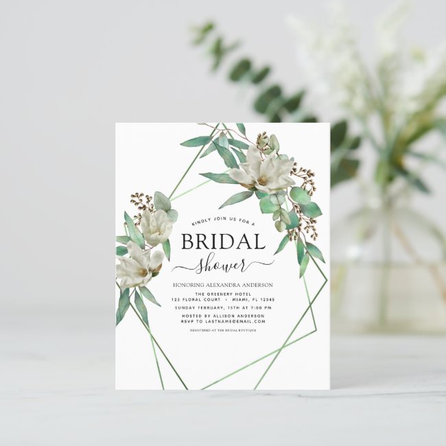 Budget Bridal Shower Greenery Magnolia Invitation