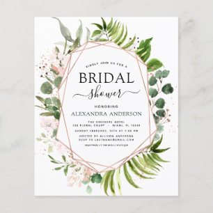Budget Bridal Shower Greenery Rose Gold Invitation Flyer