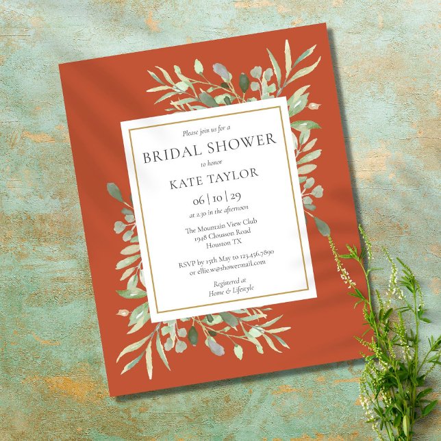 Budget Bridal Shower Greenery Terracotta Invite (Creator Uploaded)