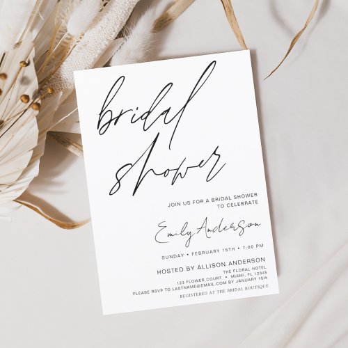 Budget Bridal Shower Handwritten Script Minimalist