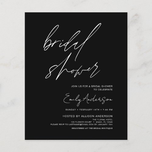 Budget Bridal Shower Handwritten Script Minimalist Flyer