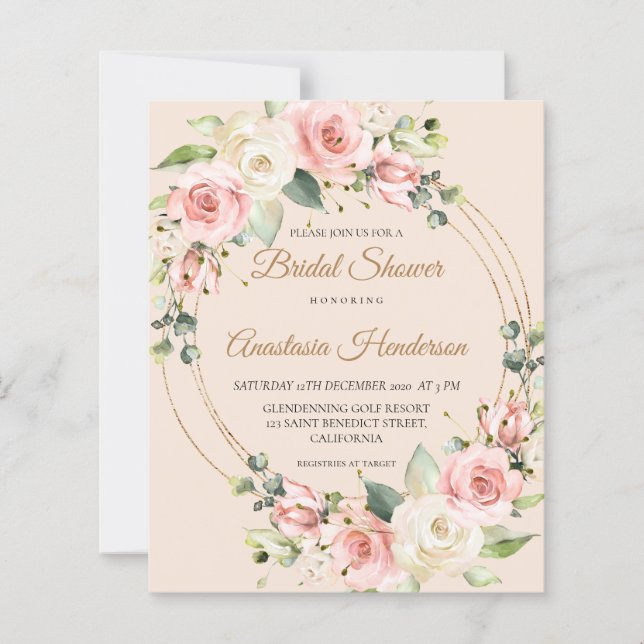 Budget Bridal Shower invitation. (Front)