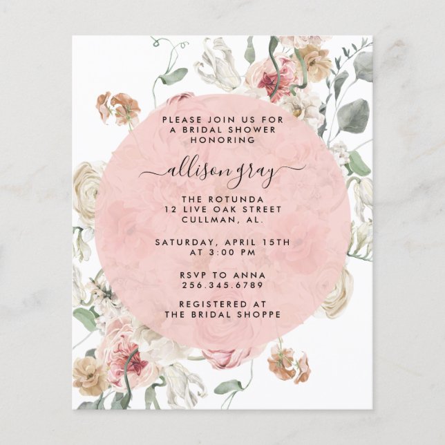 Budget Bridal Shower Invitation | Annabeth Flyer (Front)