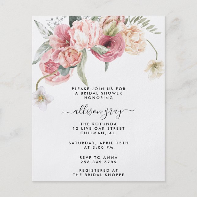 Budget Bridal Shower Invitation | Annabeth Flyer (Front)