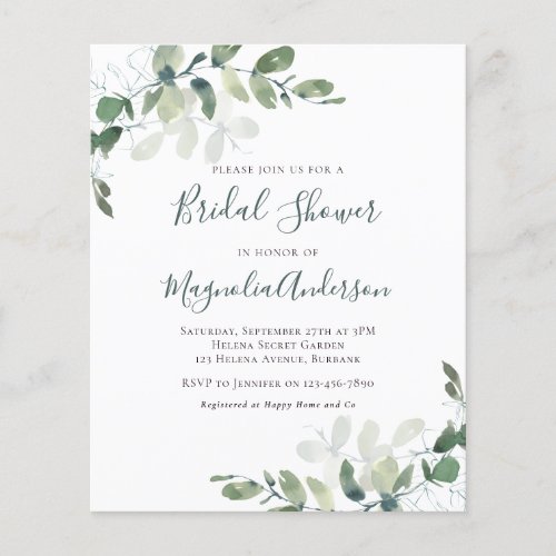 Budget Bridal Shower Invitation  Eucalyptus 