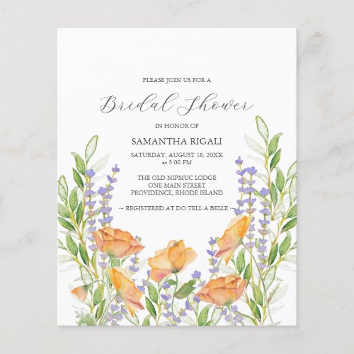 Budget Bridal Shower Invitation Floral Flyer