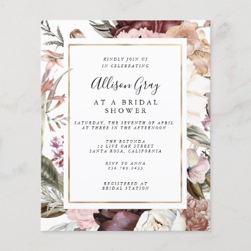 Budget Bridal Shower Invitation Flyer