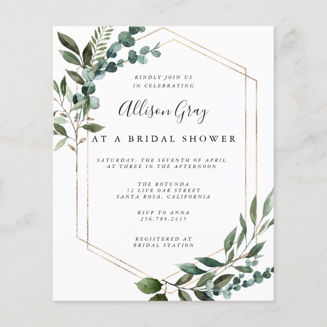 Budget Bridal Shower Invitation Flyer (Front)