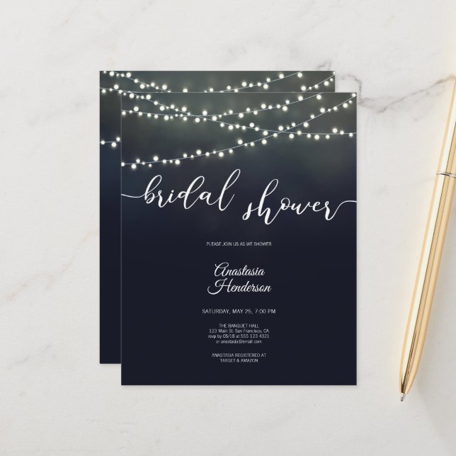 Budget Bridal Shower Invitation. Invitation (Front/Back In Situ)