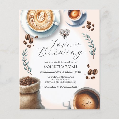 Budget Bridal Shower Invitation Love Is Brewing Flyer