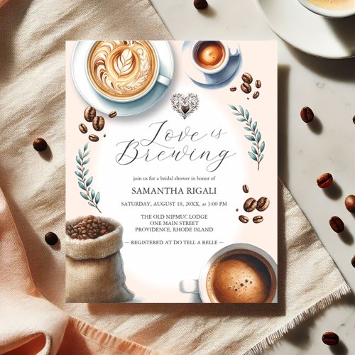 Budget Bridal Shower Invitation Love Is Brewing Flyer