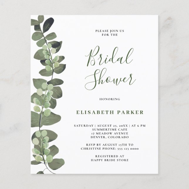 Budget bridal shower invitation paper flyer (Front)