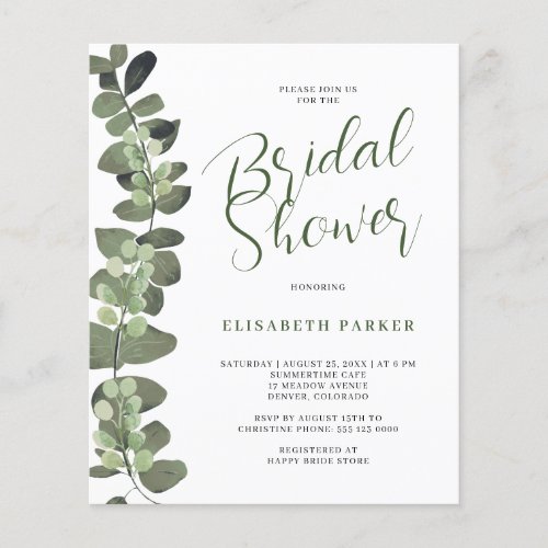 Budget bridal shower invitation paper flyer
