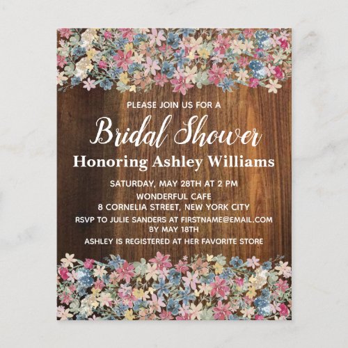 Budget Bridal Shower Invitation Rustic Flower Boho
