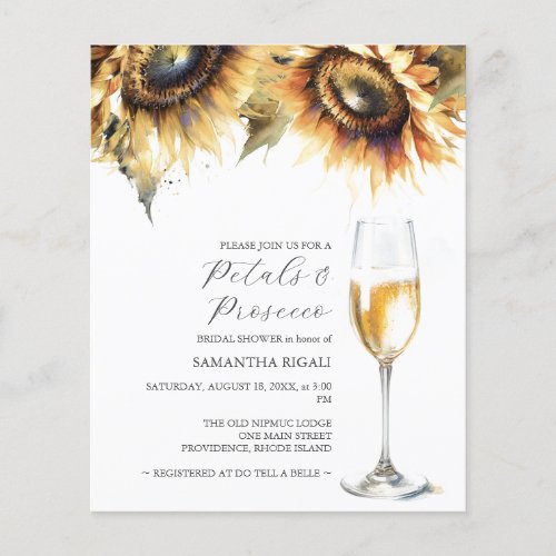 Budget Bridal Shower Invitation Sunflowers Flyer