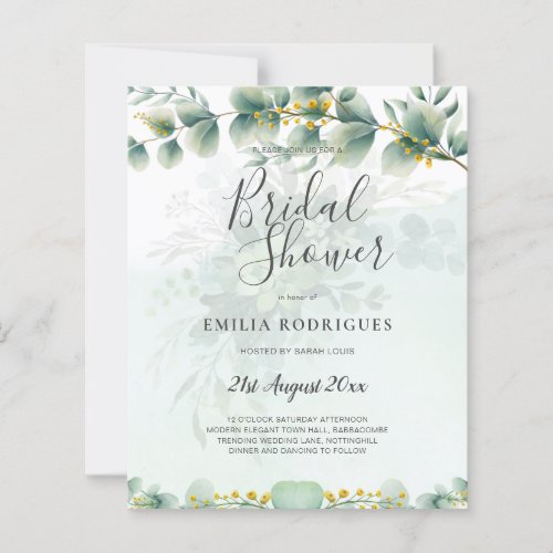 Budget Bridal Shower Invitations Greenery Leaves