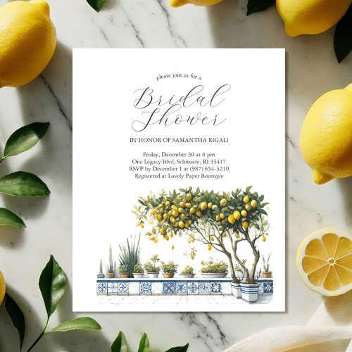 Budget Bridal Shower Invitations Watercolor Citrus Flyer