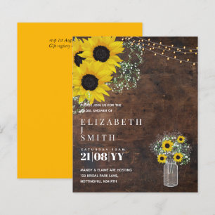 BUDGET Bridal Shower Invite Rustic Sunflowers