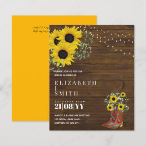BUDGET Bridal Shower Invite Rustic Sunflowers