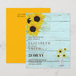 BUDGET Bridal Shower Invite Rustic Sunflowers
