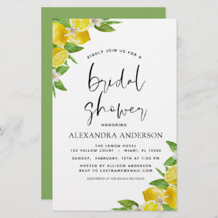 Budget Bridal Shower Lemon Citrus Invitations