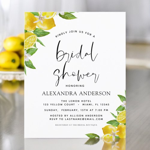 Budget Bridal Shower Lemon Citrus Invitations