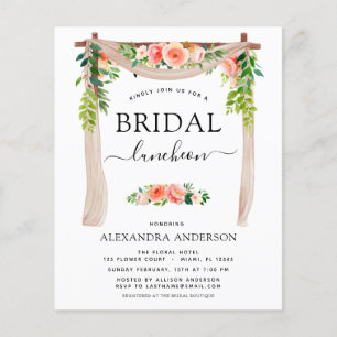 Budget Bridal Shower Luncheon Coral Peach Flyer