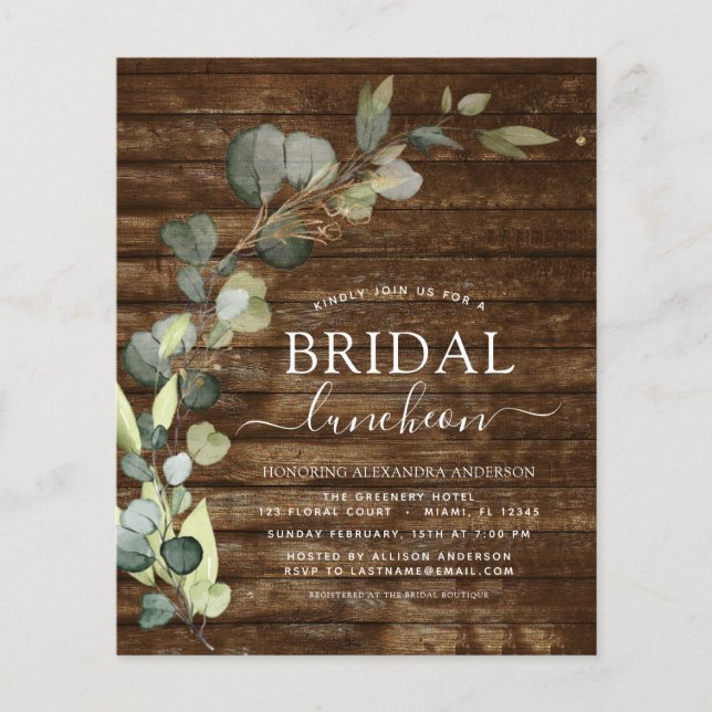 Budget Bridal Shower Luncheon Greenery Eucalyptus (Front)