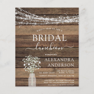 Budget Bridal Shower Luncheon Rustic Invitation Flyer