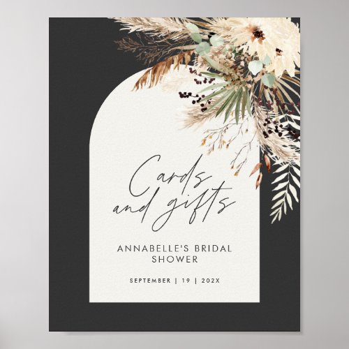 Budget bridal shower pampas cards and gifts boho poster