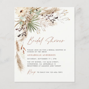 budget Bridal shower pampas grass boho invitation Flyer