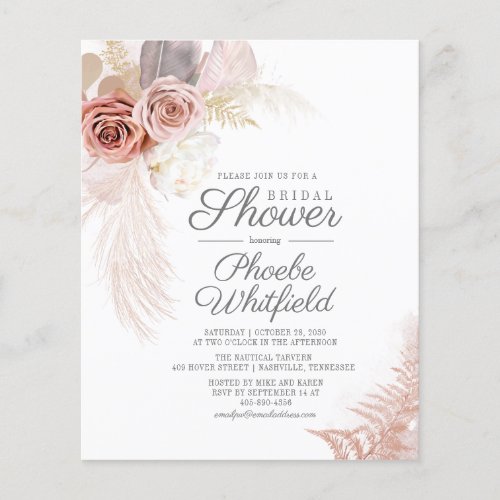 Budget Bridal Shower Pampas Grass Invitation