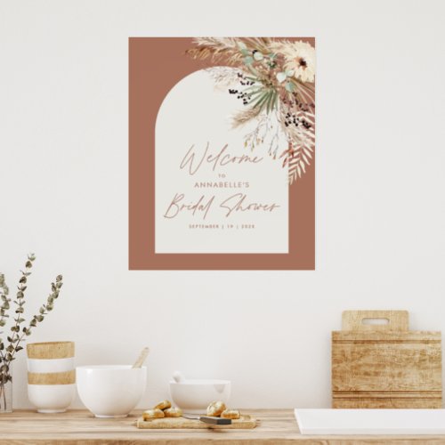 Budget bridal shower pampas grass modern elegant p poster