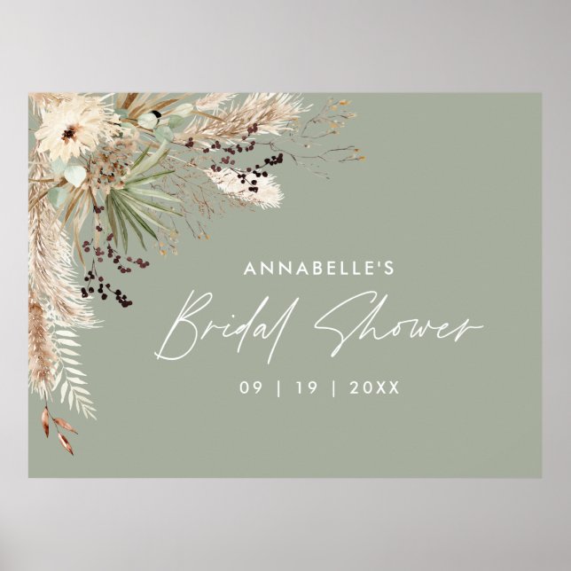 Budget Bridal shower pampas grass modern elegant Poster (Front)