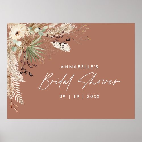 Budget Bridal shower pampas grass modern elegant Poster