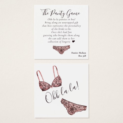 BUDGET Bridal Shower Panty Game Card