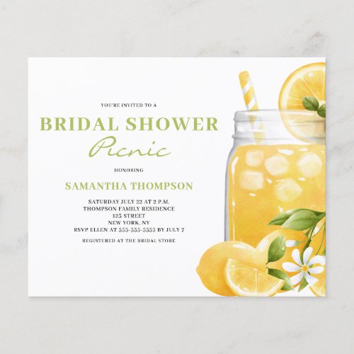 Budget Bridal Shower Picnic Lemon Invitation