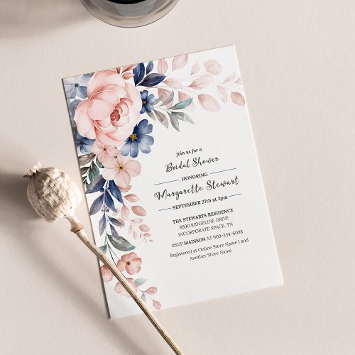 Budget Bridal Shower Pink Floral Invitation