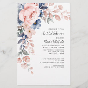 Budget Bridal Shower Pink Floral Invitation Card
