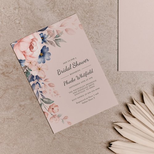 Budget Bridal Shower Pink Floral Modern Invitation