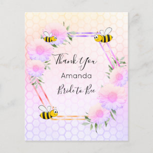 BUDGET Bridal shower pink purple thank you card