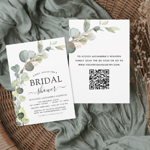 Budget Bridal Shower QR Code Eucalyptus Invitation