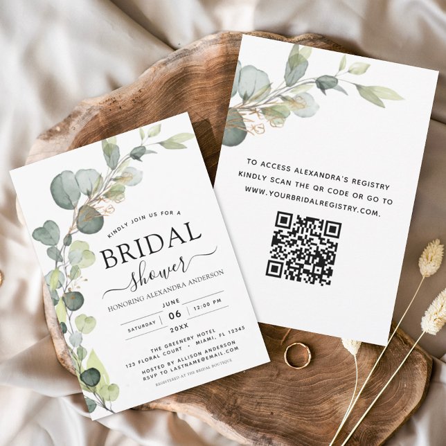 Budget Bridal Shower QR Code Greenery Eucalyptus (Creator Uploaded)