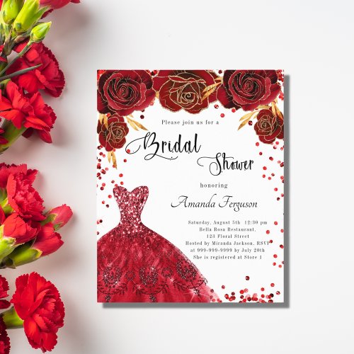 Budget Bridal Shower red white dress invitation