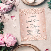 Budget Bridal Shower rose gold glitter invitation