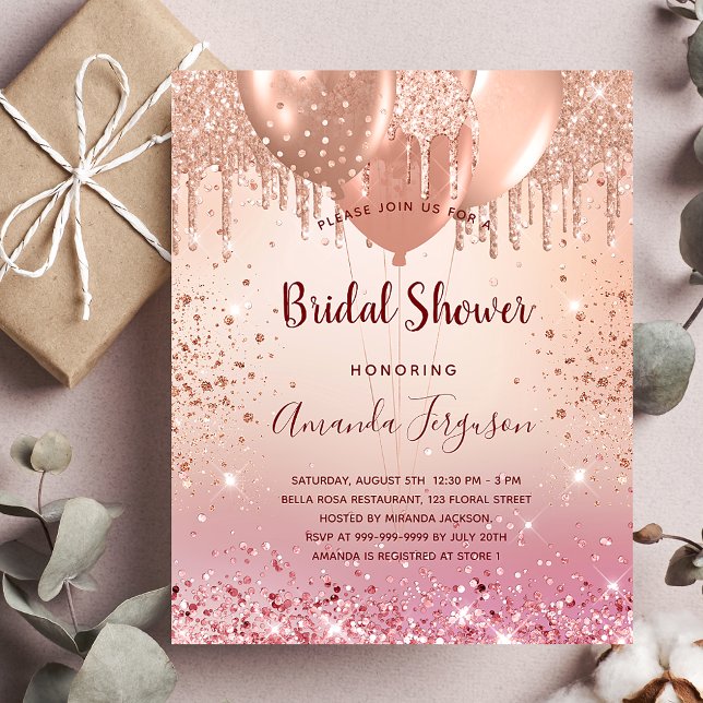 Budget Bridal Shower rose gold pink glitter (Creator Uploaded)
