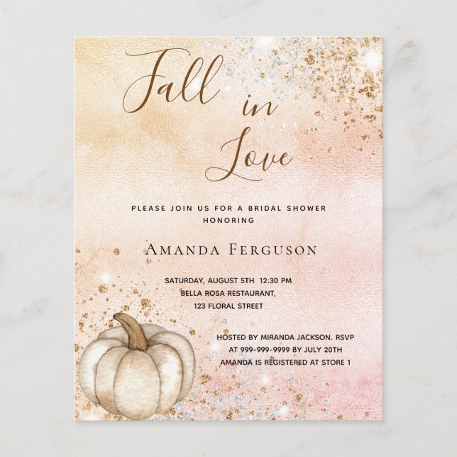 Budget bridal shower rose gold rustic pumpkin fall (Front)
