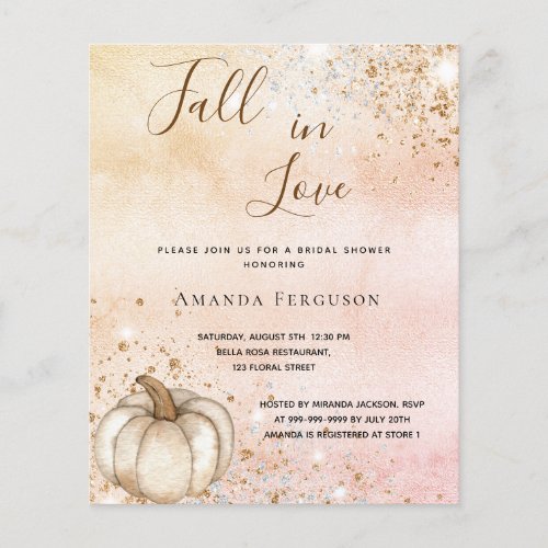 Budget bridal shower rose gold rustic pumpkin fall