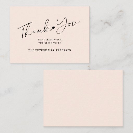 Budget bridal shower script blush pink thank you note card Zazzle